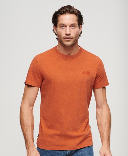 Superdry Men’s Organic Cotton Essential Logo T-Shirt Orange / Rust Orange Marl - Size: XS