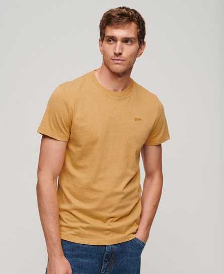 Superdry Men’s Organic Cotton Essential Small Logo T-Shirt Yellow / Ochre Marl - Size: L