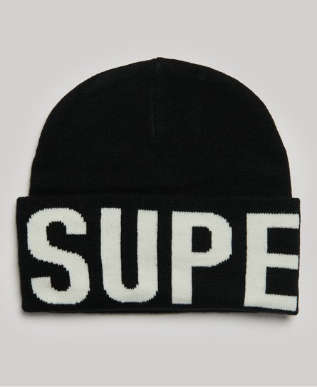 Superdry Women’s Branded Knitted Beanie Black - Size: 1SIZE