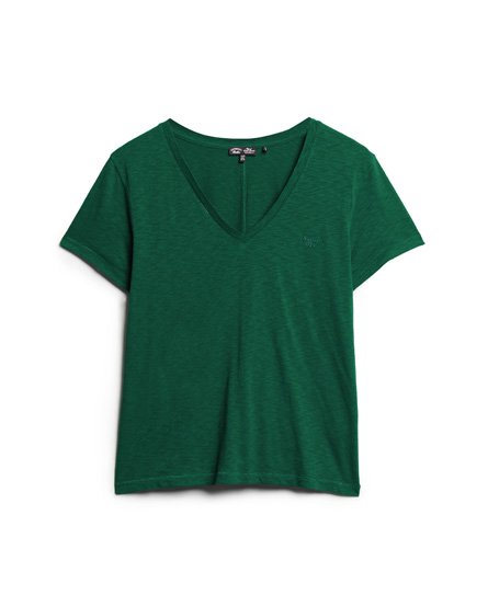 Women\'s Slub Embroidered V-Neck T-Shirt Enamel Green | in US Superdry