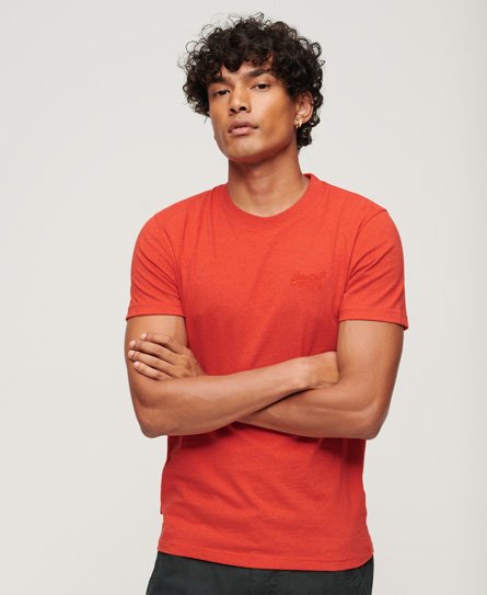 Superdry Men’s Organic Cotton Essential Logo T-Shirt Orange / Bright Orange Marl - Size: M