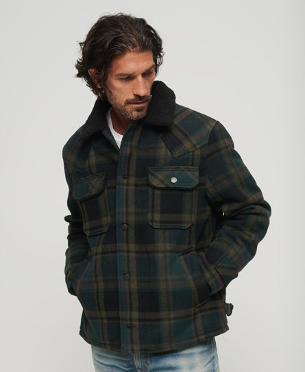 Superdry Men’s The Merchant Store - Wool Chore Coat Green / Merchant Green Check - Size: Xxl