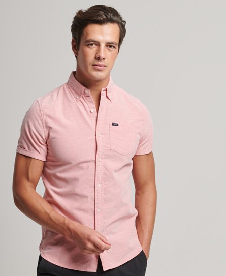 Superdry Men’s Oxford Short Sleeve Shirt Pink / City Pink - Size: XL