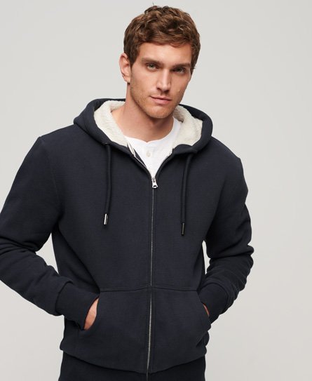 Essential hoodie met rits en borgvoering