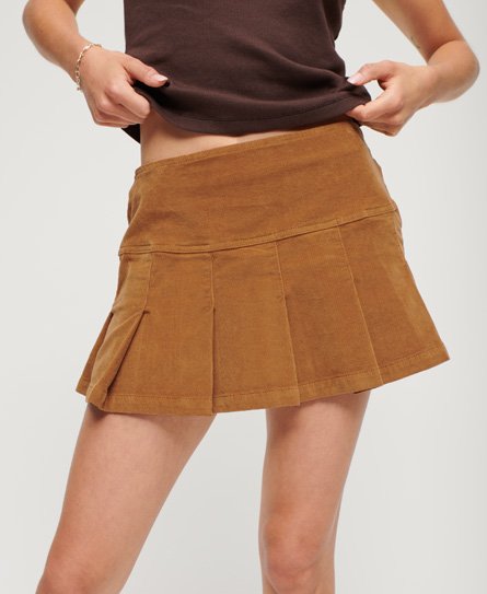 Superdry Women’s Vintage Cord Pleated Mini Skirt Brown / Caramel CafÃ© - Size: 6