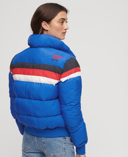 Women's Retro Panel Short Puffer Jacket in Royal Blue | Superdry CA-EN