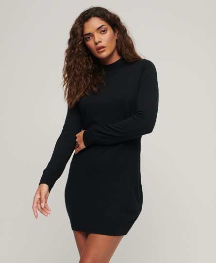 Superdry Women’s Merino Long Sleeve Knit Dress Black - Size: 10