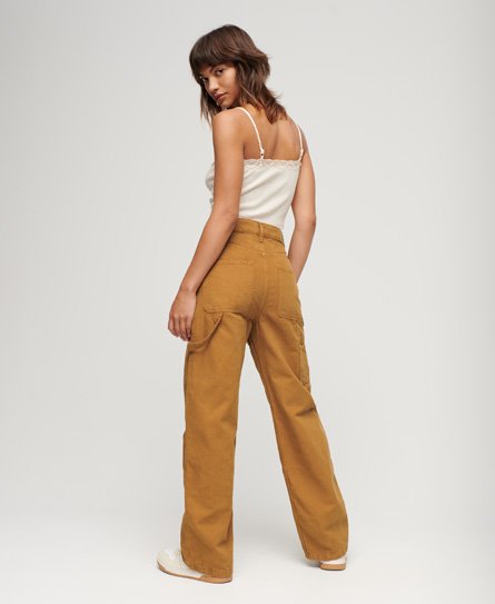 Superdry Women’s Organic Cotton Vintage Wide Carpenter Pants Brown / Denim Co Tobacco Brown - Size: 30/30