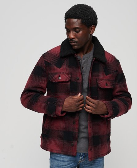 Superdry Men’s The Merchant Store - Wool Chore Coat Red / Merchant Rhubarb Red Check - Size: M