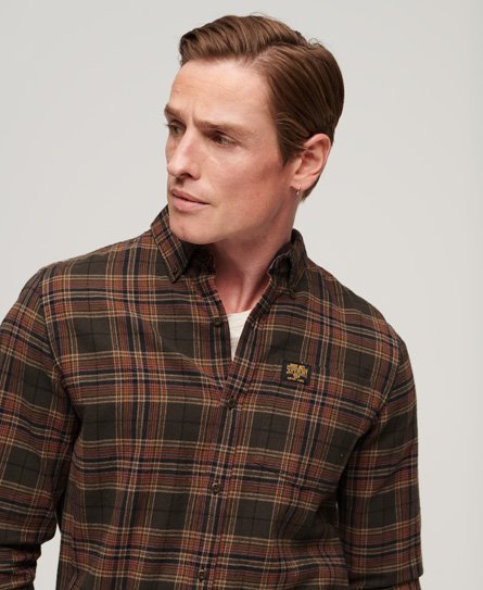 Superdry Men’s Organic Cotton Lumberjack Check Shirt Green / Drayton Check Olive - Size: XL