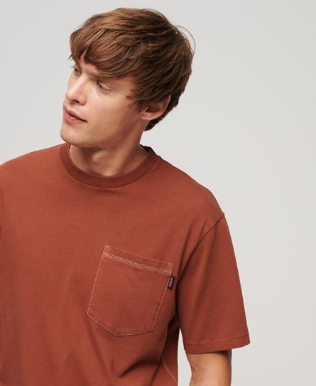 Superdry Men’s Contrast Stitch Pocket T-Shirt Orange / Smoked Cinnamon Orange - Size: M