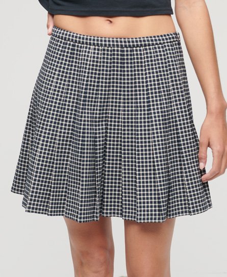 Superdry Women’s Vintage Pleated Mini Skirt Blue / Micro Check - Size: 14