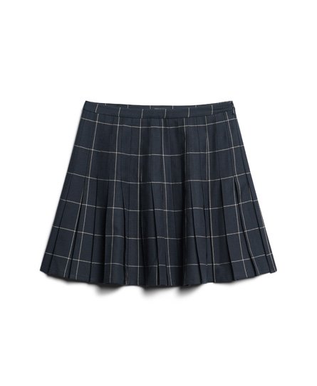 Navy blue pleated outlet skirt plaid