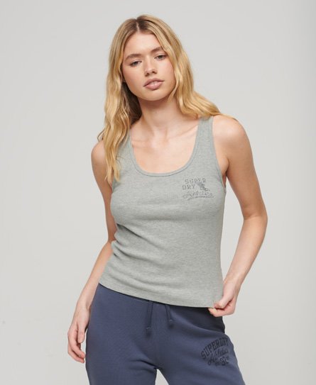 Superdry Women’s Athletic Essentials Ribbed Vest Top Grey / Grey Marl - Size: 16