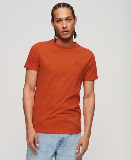 Superdry Men’s Organic Cotton Vintage Logo Embroidered T-shirt Orange / Bright Orange Marl - Size: S