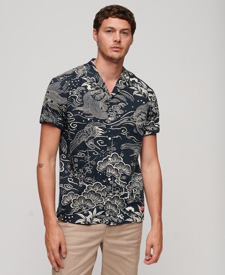 Superdry Men’s Hawaiian Resort Shirt Dark Blue / Horaizu Indigo - Size: XL