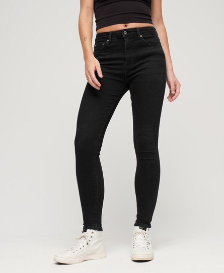 Superdry Women’s Organic Cotton Vintage Mid Rise Skinny Jeans Black / Black Rinse - Size: 24/30