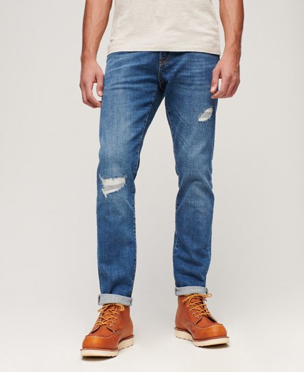 Superdry Men’s Men’s Cotton Slim Jeans Light Blue / Stanton Bright Blue Rip Organic - Size: 34/34