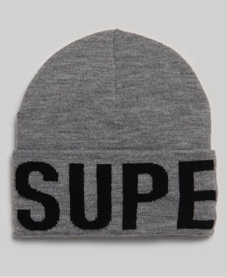 Superdry Women’s Branded Knitted Beanie Silver - Size: 1SIZE