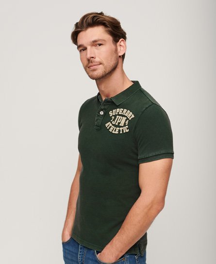 Superdry Men’s Vintage Athletic Polo Shirt Green / Enamel Green - Size: M