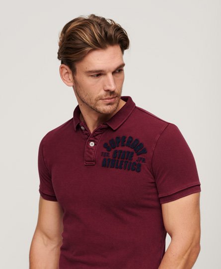 Superdry Men’s Vintage Athletic Polo Shirt Red / Rich Burgundy - Size: Xxl