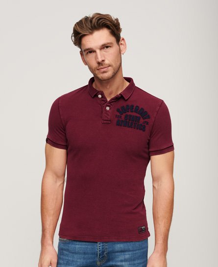 Superdry Men’s Vintage Athletic Polo Shirt Red / Rich Burgundy - Size: L