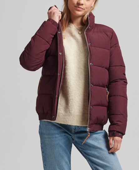 Superdry Women’s Vintage Mountain Puffer Jacket Red / Port - Size: 10