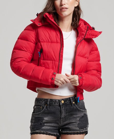 Superdry Women’s Fuji Cropped Hooded Jacket Red / High Risk Red - Size: 16