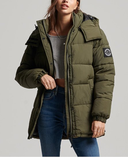 Superdry Women’s Expedition Cocoon Padded Coat Green / Dark Moss - Size: 12