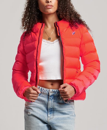 Superdry Women’s Heat Sealed Padded Jacket Cream / Hyper Fire Coral - Size: 14