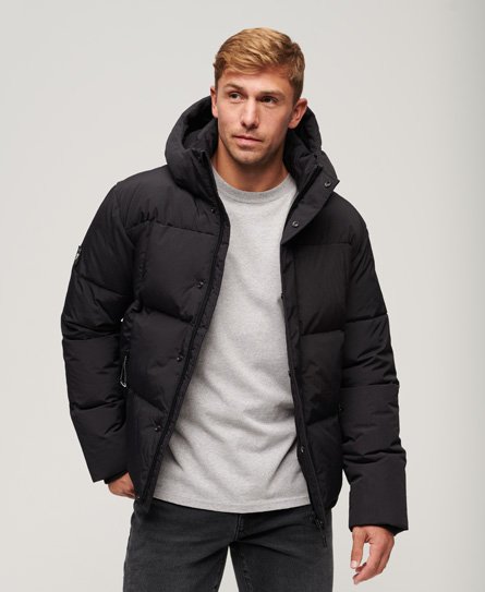 Superdry Men’s Hooded Box Quilt Puffer Jacket Black - Size: M