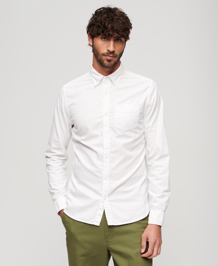Superdry Men’s Organic Cotton Long Sleeve Oxford Shirt White / Optic - Size: M