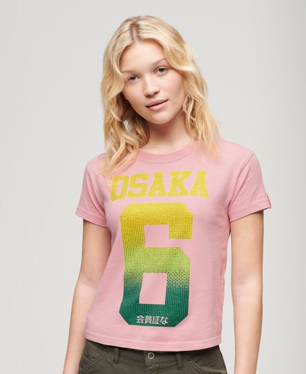 Superdry Women’s Osaka 6 Cali RS 90s T-Shirt Pink / Soft Pink - Size: 8