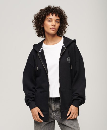 Superdry Women’s Athletic Essential Oversized Hoodie Black - Size: 10
