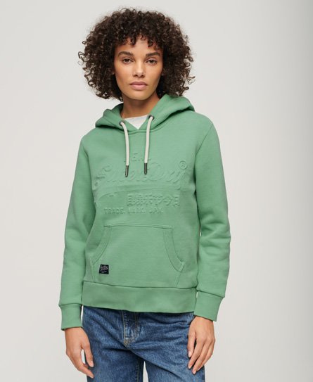 Superdry Women’s Embossed Graphic Hoodie Green / Creme De Menthe Green - Size: 12
