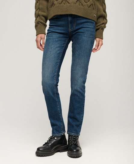 Superdry Women’s Organic Cotton Mid Rise Slim Jeans Dark Blue / Valley Blue - Size: 24/30