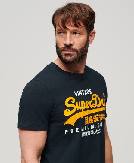 Men\'s Vintage T-Shirt US | Navy Duo Logo Eclipse in Superdry