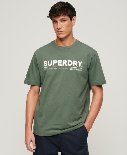 US Superdry White Men\'s T-Shirt Sport | Logo Brilliant Fit in Utility Loose