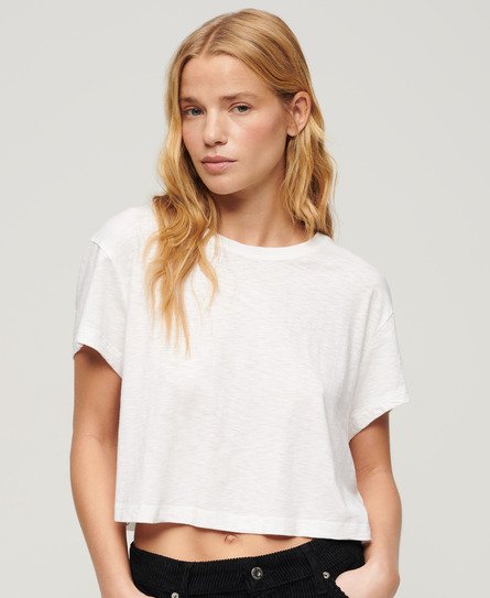 Superdry Women’s Slouchy Cropped T-Shirt White / Optic - Size: 14