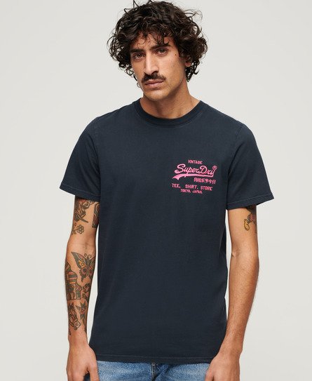 Men\'s Neon Vintage Logo T-Shirt in Optic | Superdry US