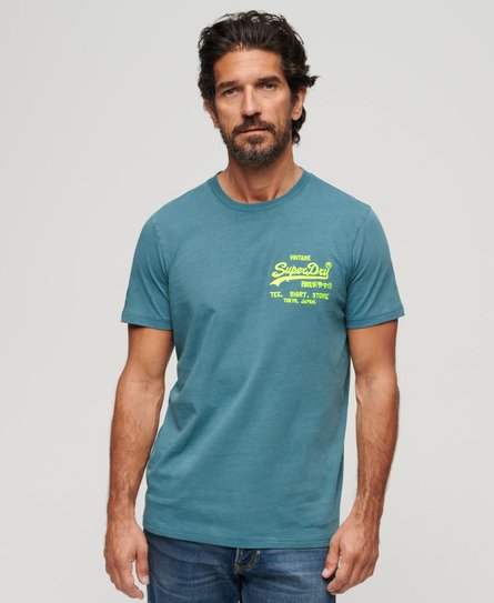 Men\'s Neon Vintage Logo T-Shirt in Optic | Superdry US