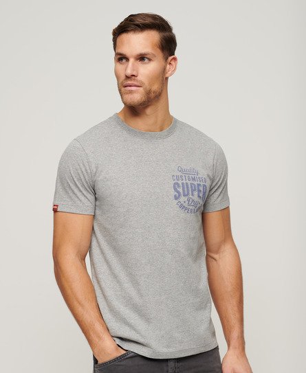 Superdry Mens Classic Copper Label Chest Graphic T-Shirt, Grey, Size: XXL
