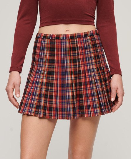 Superdry Women’s Mid Rise Check Mini Skirt Red / Red Blue Yellow Check - Size: 14
