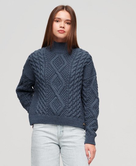Sweter polo Aran o splocie warkoczowym