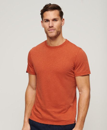 Superdry Men’s Crew Neck Slub Short Sleeved T-shirt Orange / Mecca Orange - Size: M