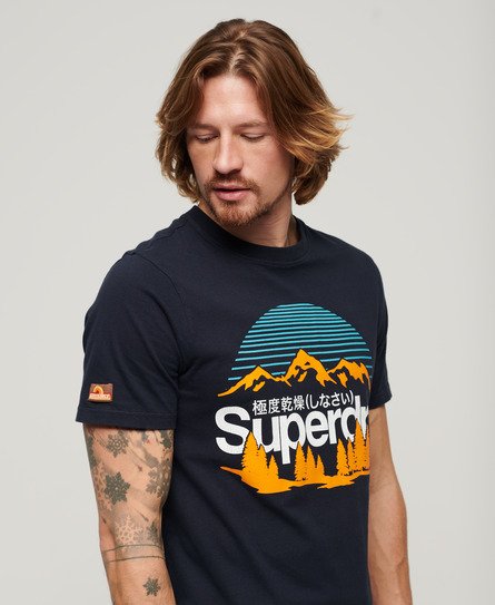 Men\'s Great Outdoors Graphic T-Shirt Superdry Eclipse Navy US in 