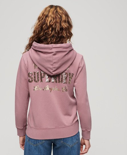 Superdry Women’s Embellished Archived Zip Hoodie Purple / Nostalgia Rose Purple - Size: 14