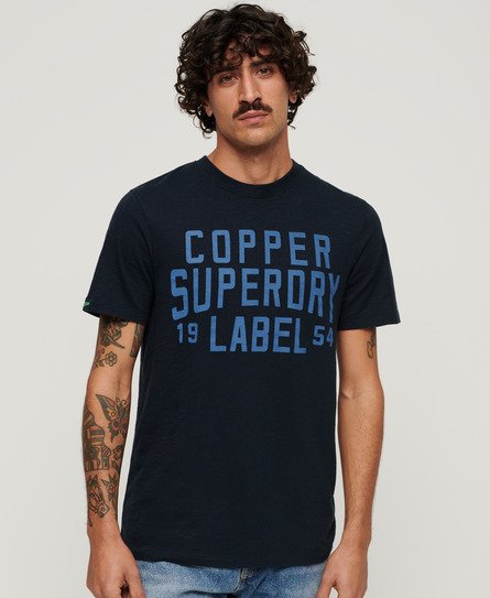 Superdry Mannen Copper Label Workwear T-shirt Blauw