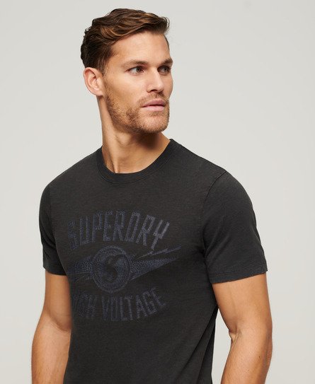 Superdry Men’s Retro Rocker Graphic T-Shirt Black / Washed Black - Size: M