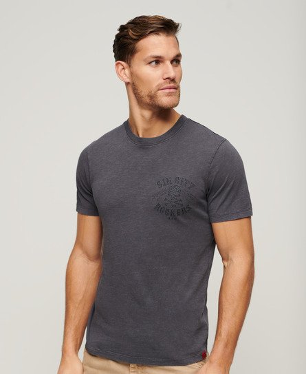 Superdry Men’s Retro Rocker Graphic T-Shirt Grey / Charcoal Grey - Size: XL